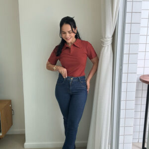 BLUSA GOLA POLO TERRACOTA