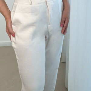 calça feminina off white de alfaiataria