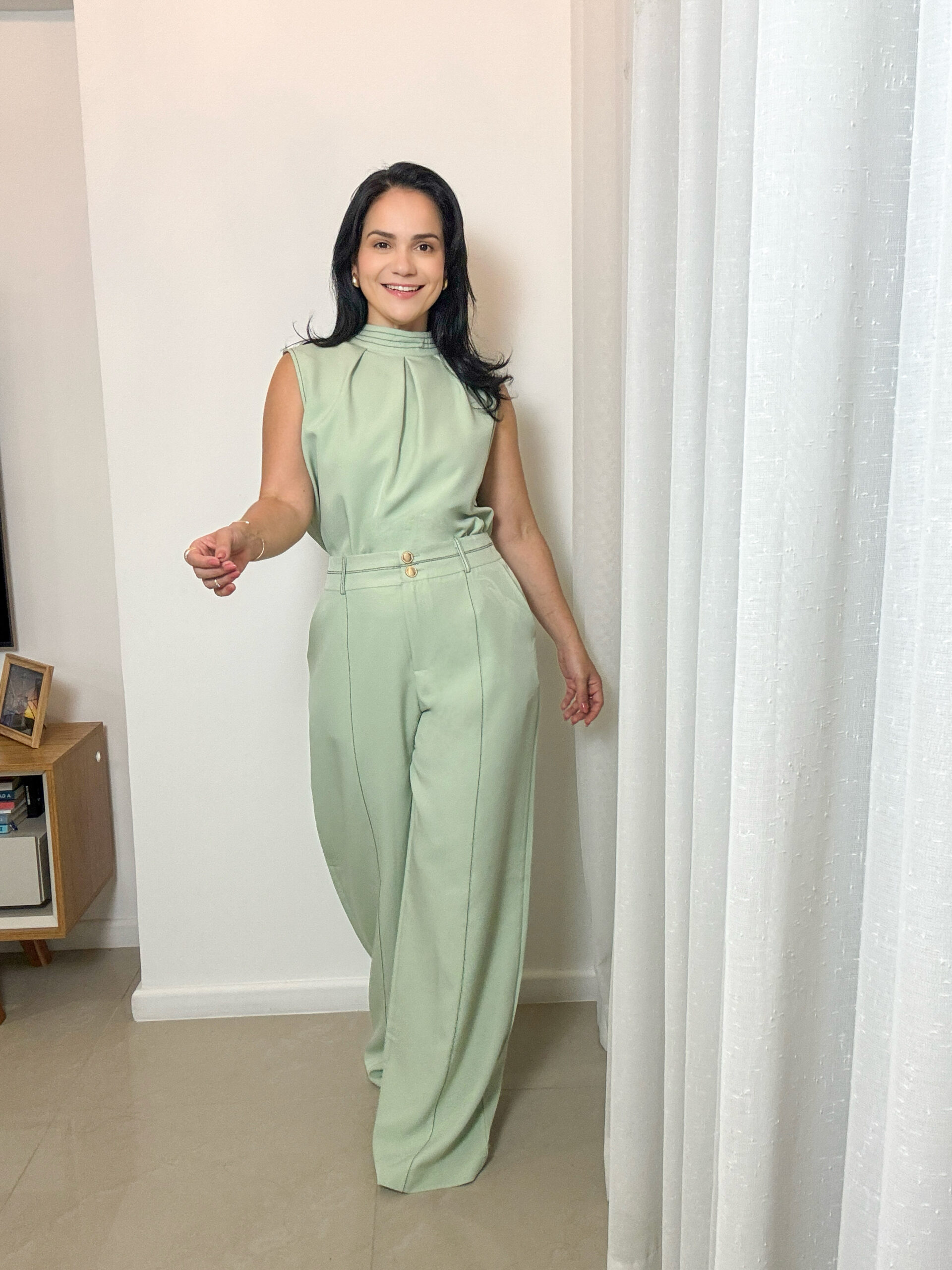 conjunto verde de alfaiataria feminina elegante look completo